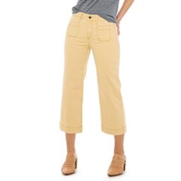 NWOT Wide Leg Crop Jeans Yellow 8 - Picture 2 of 6